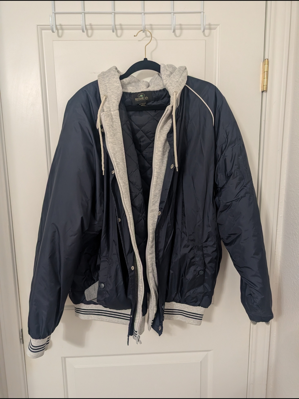 Navy‎ RedHead Navy Bomber Jacket with Gray Hooded Liner Size XLT